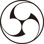 石持ち地抜き右三つ巴紋