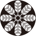 石持ち地抜き八つ鷹の羽車紋