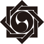 組み合い角に右二つ巴紋