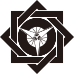 組み合い角に三つ扇紋