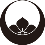 真向い月に覗き桔梗紋