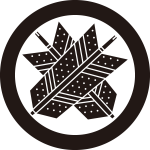 丸に斑入り違い矢紋