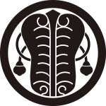 丸に房付き唐団扇紋