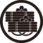 丸に二つ花筏紋