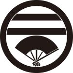 丸に二つ引きに扇紋