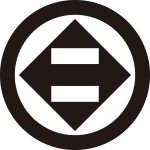 丸に角地抜き二つ引き紋