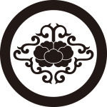 丸に唐草牡丹菱紋