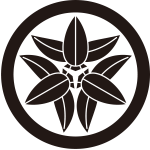 丸に頭合せ九枚篠笹紋