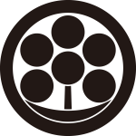 丸に六つ星に繋ぎ三日月紋