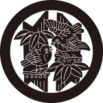 丸に二本切り竹に二羽雀紋