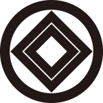 丸に隅立て入れ子枡紋