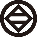 丸に隅立て角に二つ引き紋