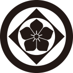 丸に鉄砲角に桔梗紋