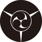 三つ地紙に三つ巴紋