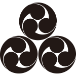 三つ盛り三頭右巴紋