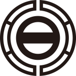 対い輪形に丸に一つ引き紋