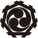 七角井筒に三つ巴紋