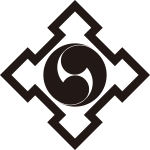 折り入り角に右二つ巴紋