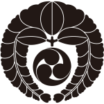 下り藤に三つ巴紋