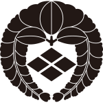 下り藤に割菱紋