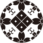 桜浮線綾に隅立て四つ目紋