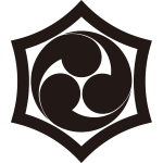 反り六角に左三つ巴紋