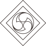 総陰隅立て角に右三つ巴紋