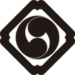 隅入り角に右二つ巴紋