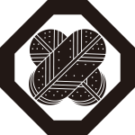 隅切り角に斑入り違い鷹の羽紋