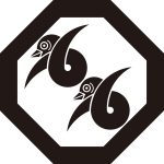 隅切り角に二つ結び雁金紋