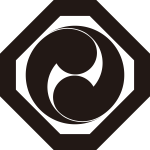 隅切り角に左二つ巴紋