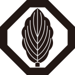 隅切り角に一枚柏紋