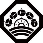 隅切り角に水車に水紋