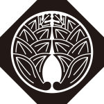 隅切り鉄砲角に抱き茗荷紋