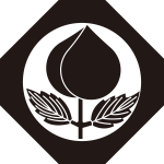 隅切り鉄砲角に葉付き桃紋