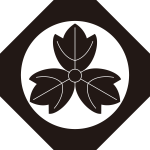 隅切り鉄砲角に三つ葉牡丹紋