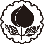 雪輪に葉付き桃紋