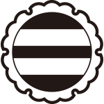 雪輪に石持ち地抜き二つ引き紋